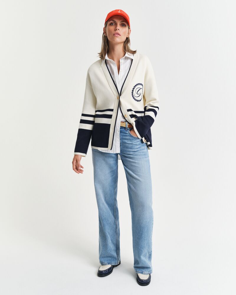 GANT VARSITY V-NECK CARDIGAN Beige / S