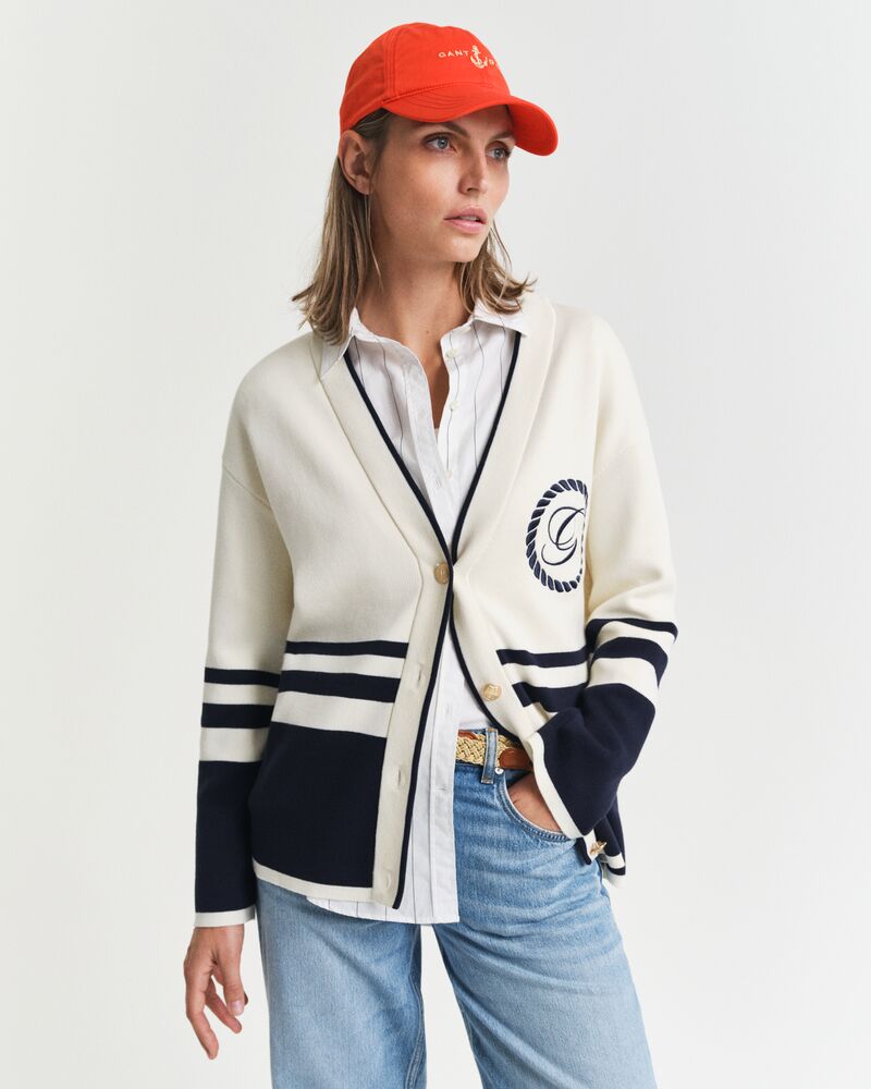GANT VARSITY V-NECK CARDIGAN Beige / S