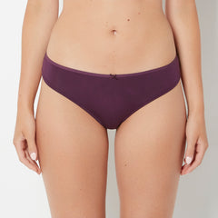 La Senza Ultrasoft Thong Panty with Bow Detail in Blackberry Wine