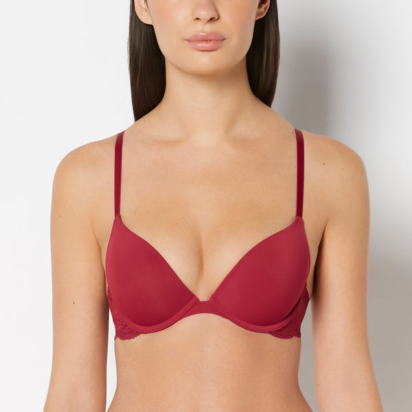 La Senza Smooth Push Up Plunge Bra With Charmed Lace Wing in Plum Rose