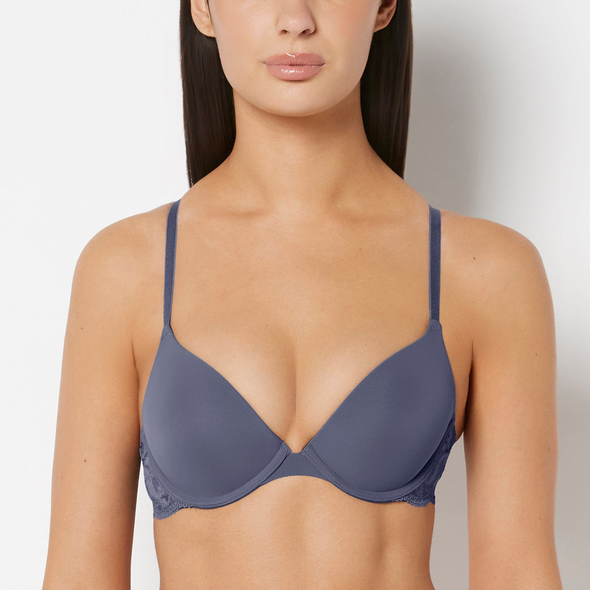 La Senza Smooth Push Up Plunge Bra With Charmed Lace Wing In Vintage Indigo