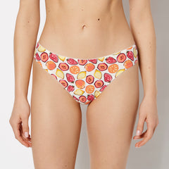ESSENTIALS THONG COTTON WITH PICOT PRINTED BODY