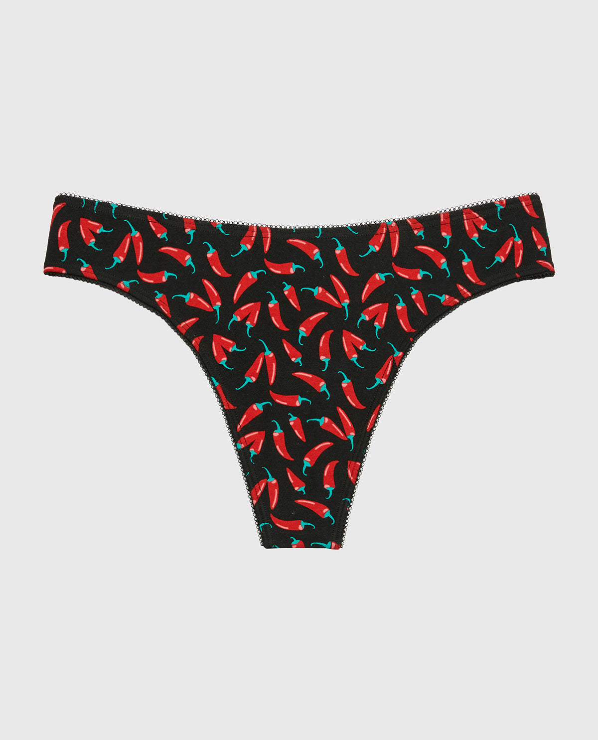 ESSENTIALS THONG COTTON WITH PICOT PRINTED BODY