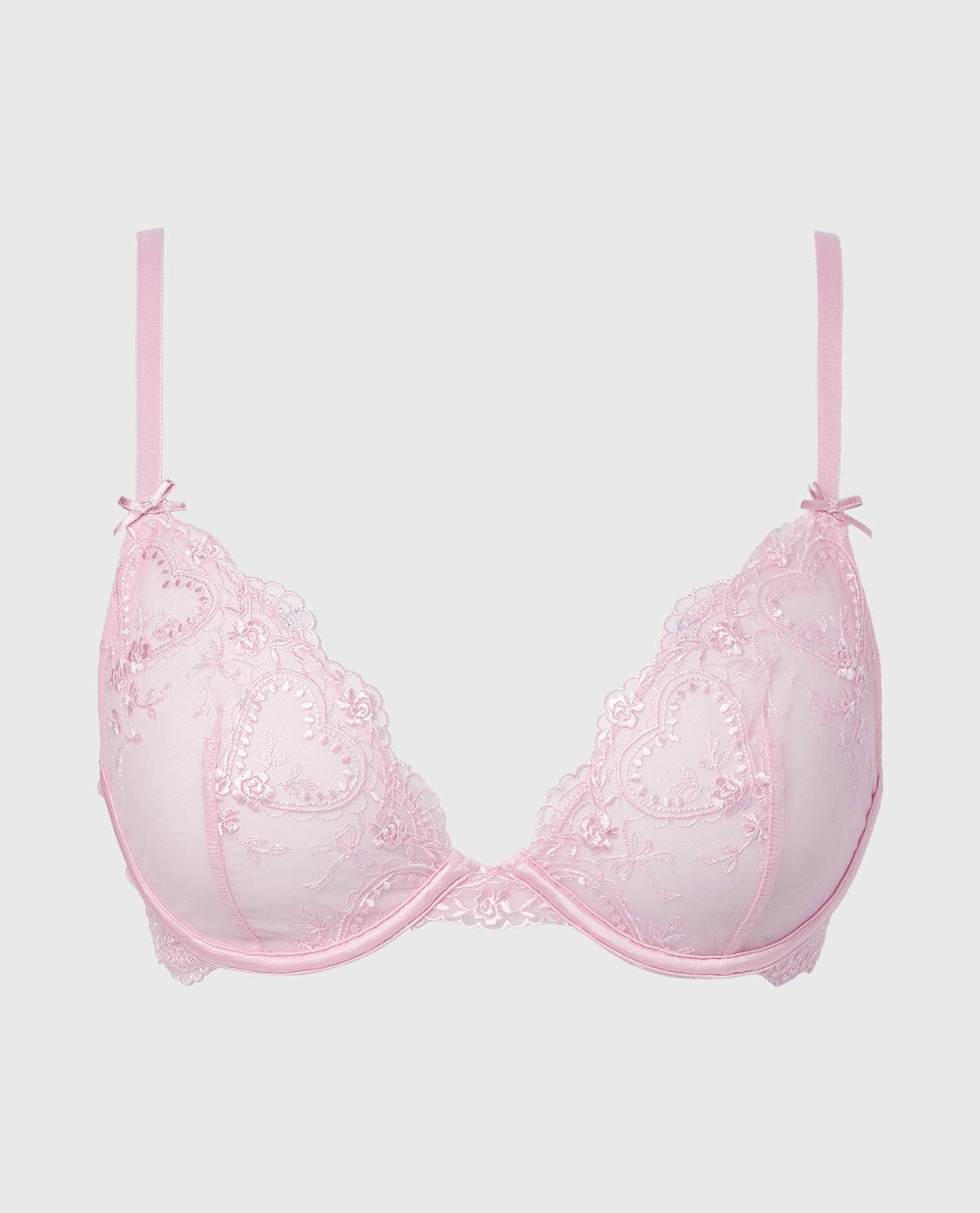 La Senza Designer Collection Unlined Plunge Bra with Be Mine Embroidery