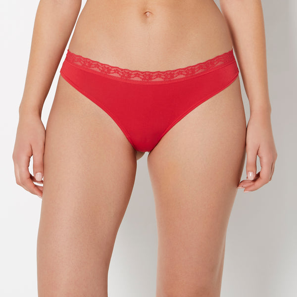 La Senza Ultrasoft Modal Cheeky Thong Panty with Lace Trim