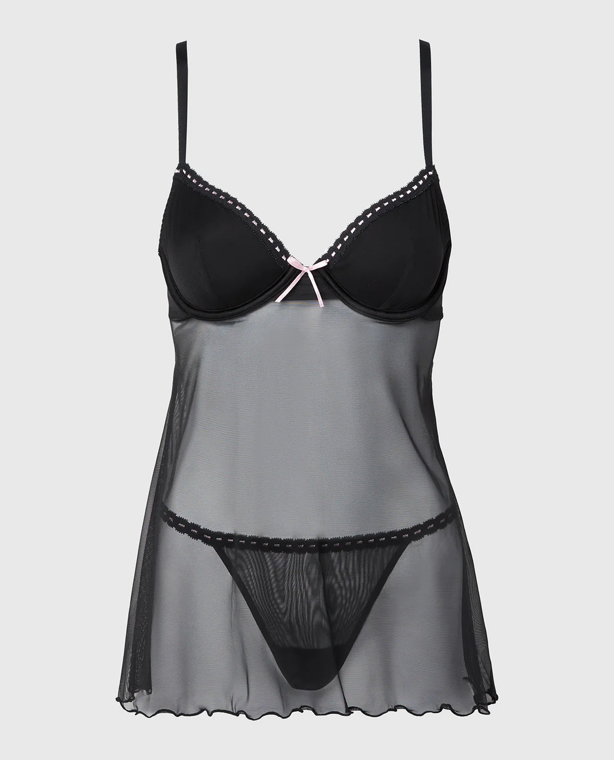 La Senza Unlined Demi Mesh Babydoll with Ribbon Detailing