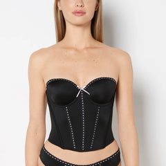 La Senza Lightly Lined Microfiber Bustier with Ribbon Detailing
