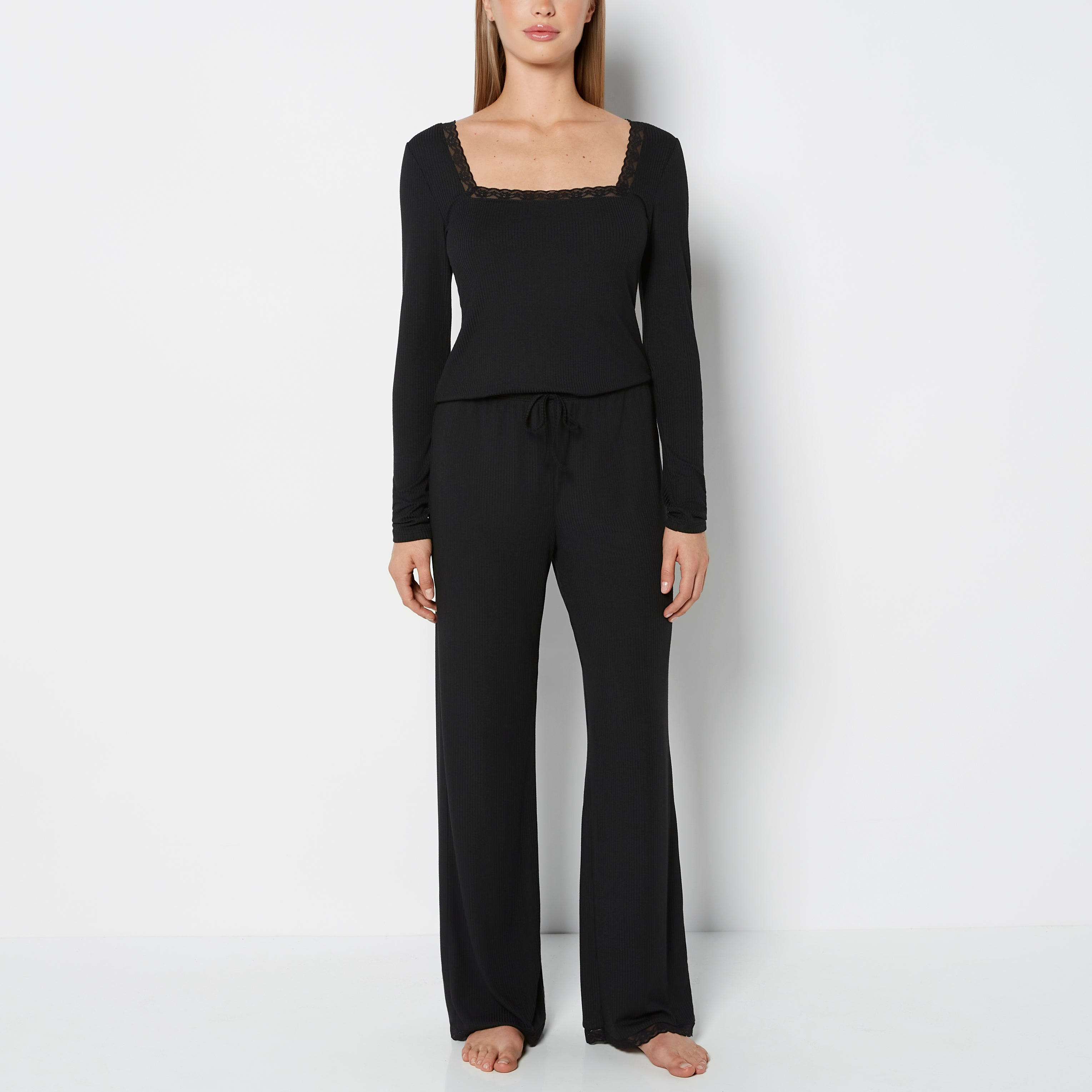 La Senza Casual Sleep Ribbed Pant 2ith Picot Trim