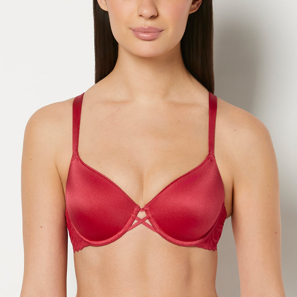 La Senza Lightly Lined Full Coverage Bra With Lush Lace Wing In Passion Red