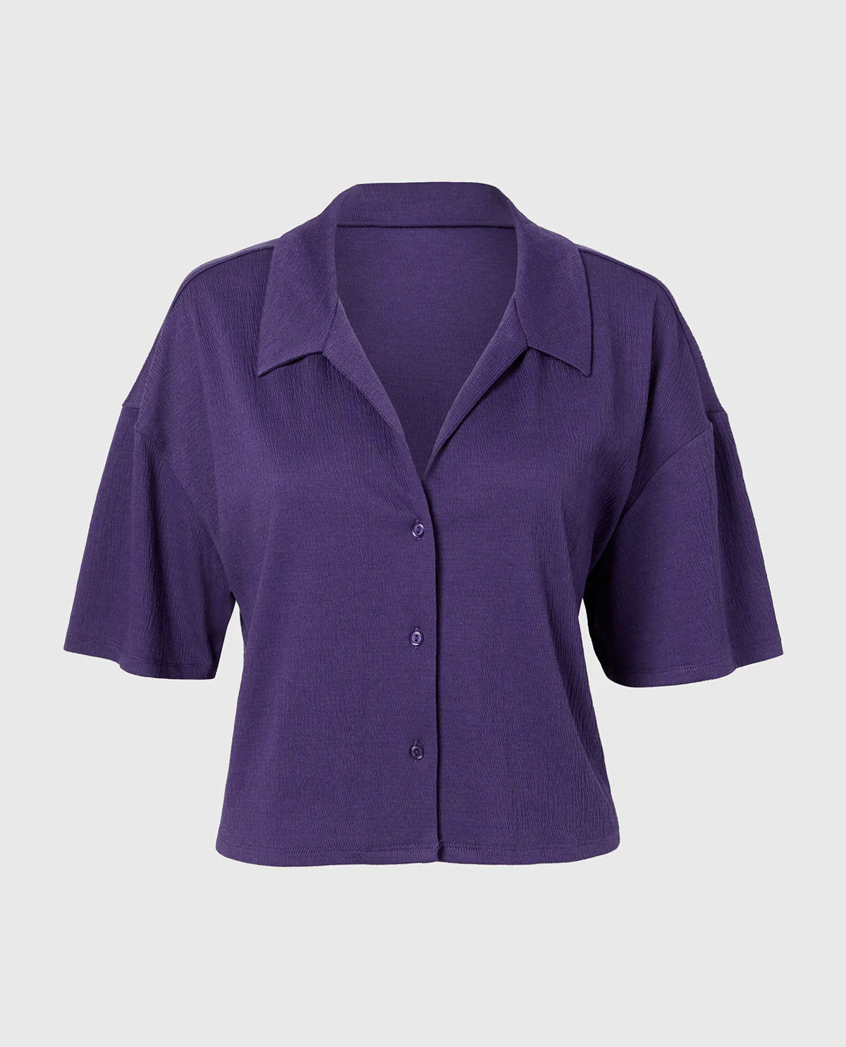La Senza Casual Sleep Short Sleeve Textured Knit Button Down
