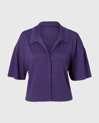 La Senza Casual Sleep Short Sleeve Textured Knit Button Down