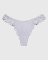La Senza Diva Thong Panty with Timeless Lace in Cosmic Sky