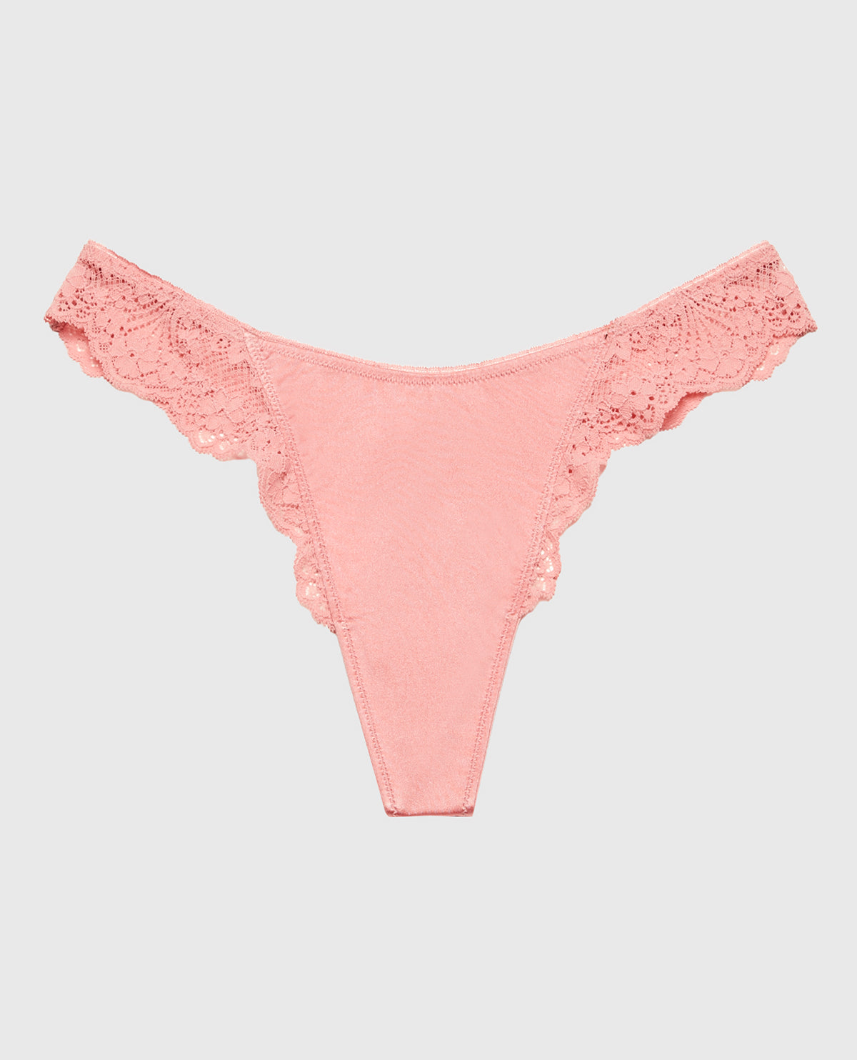 La Senza Diva Thong Panty with Timeless Lace in Rose Elegance
