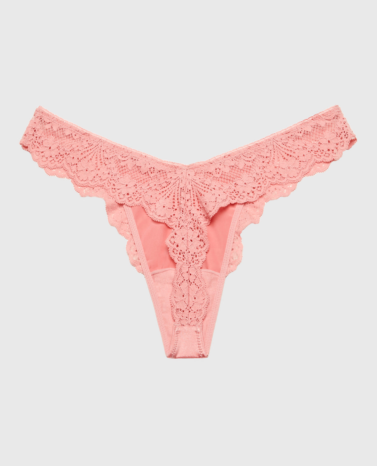 La Senza Diva Thong Panty with Timeless Lace in Rose Elegance