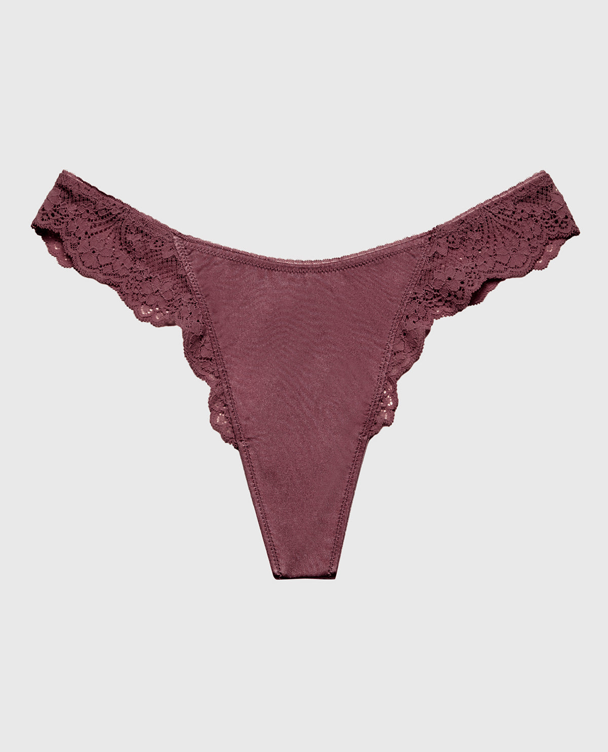 La Senza Diva Thong Panty with Timeless Lace in Plum Wine