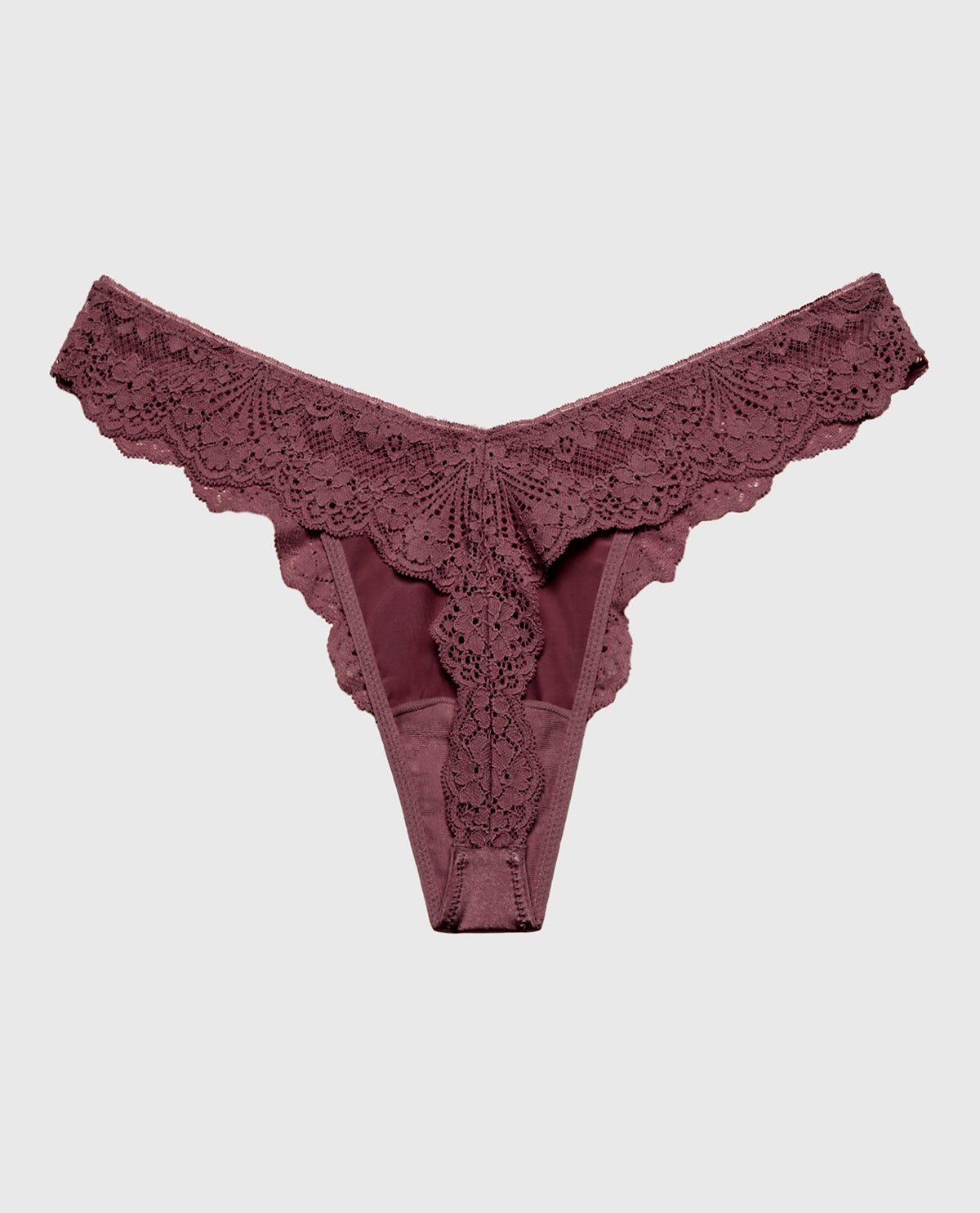 La Senza Diva Thong Panty with Timeless Lace in Plum Wine