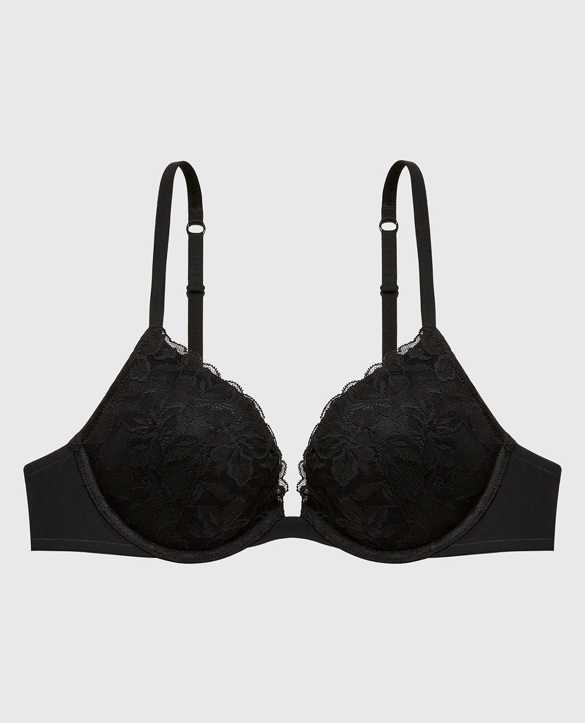 La Senza Push Up Bra with Poetic Lace in Tuxedo Black