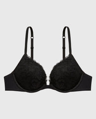 La Senza Push Up Bra with Poetic Lace in Tuxedo Black