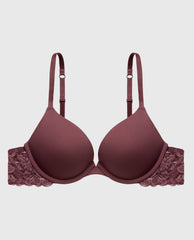 La Senza Push Up Bra with Poetic Lace Wing in Plum Wine