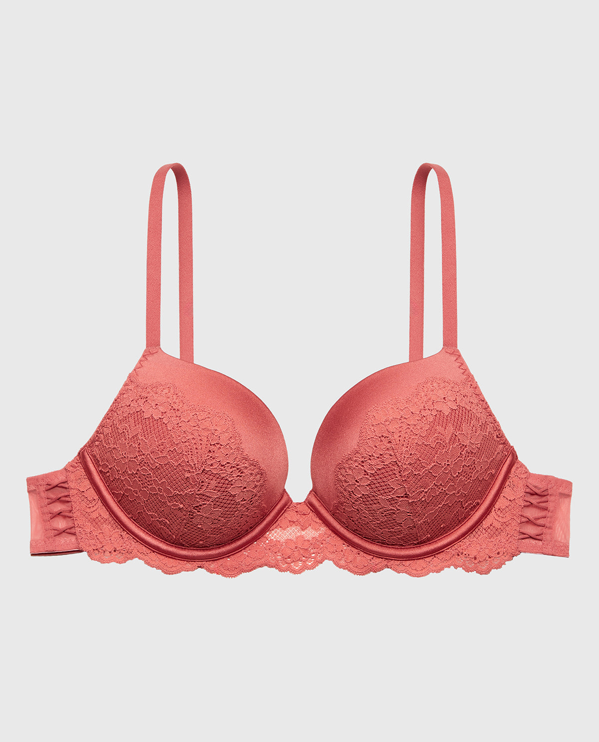 La Senza Up 2 Cup Plunge Bra with Timeless Lace Up Detail in Faded Rose