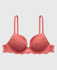La Senza Up 2 Cup Plunge Bra with Timeless Lace Up Detail in Faded Rose