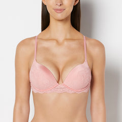 La Senza Up 2 Cup Plunge Bra with Timeless Lace Up Detail in Rose Elegance