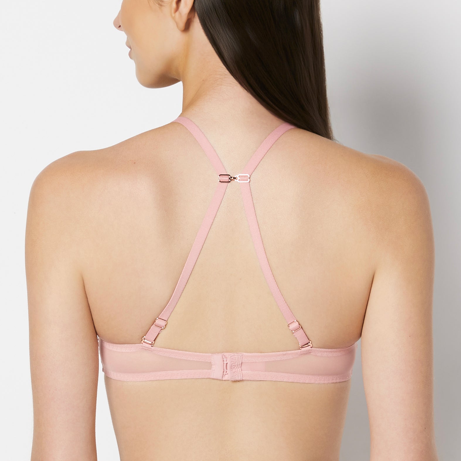 La Senza Up 2 Cup Plunge Bra with Timeless Lace Up Detail in Rose Elegance