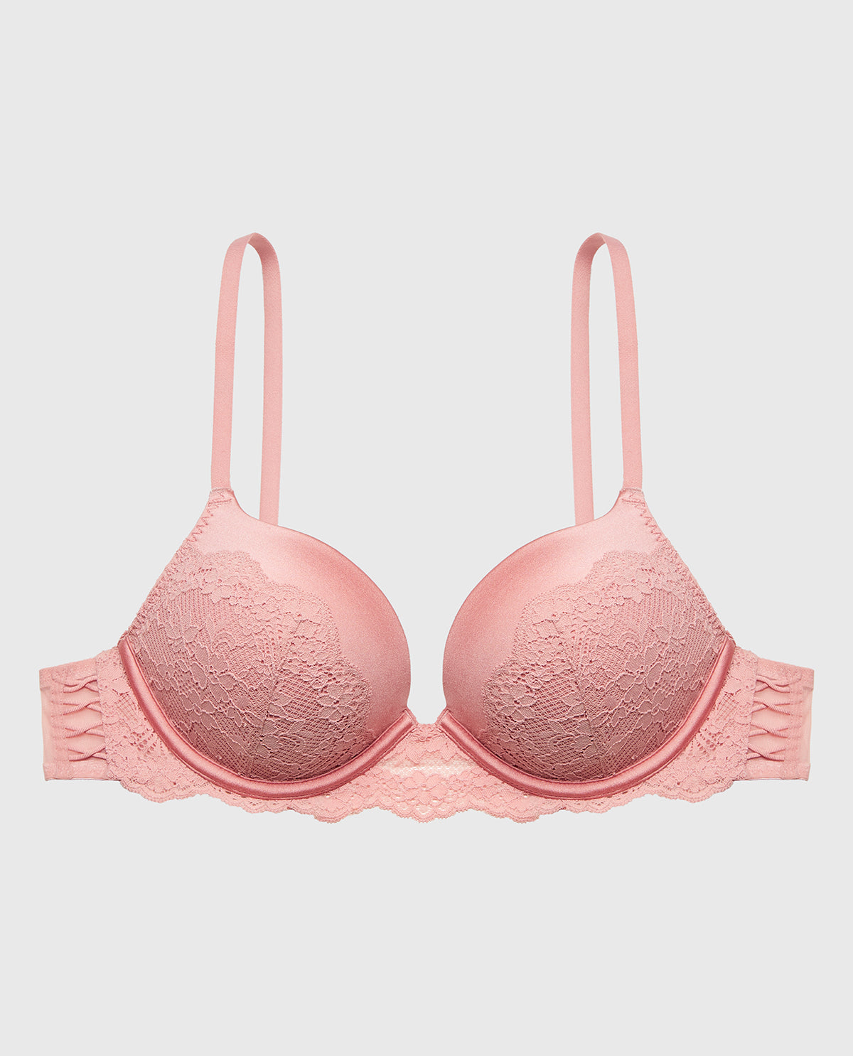 La Senza Up 2 Cup Plunge Bra with Timeless Lace Up Detail in Rose Elegance