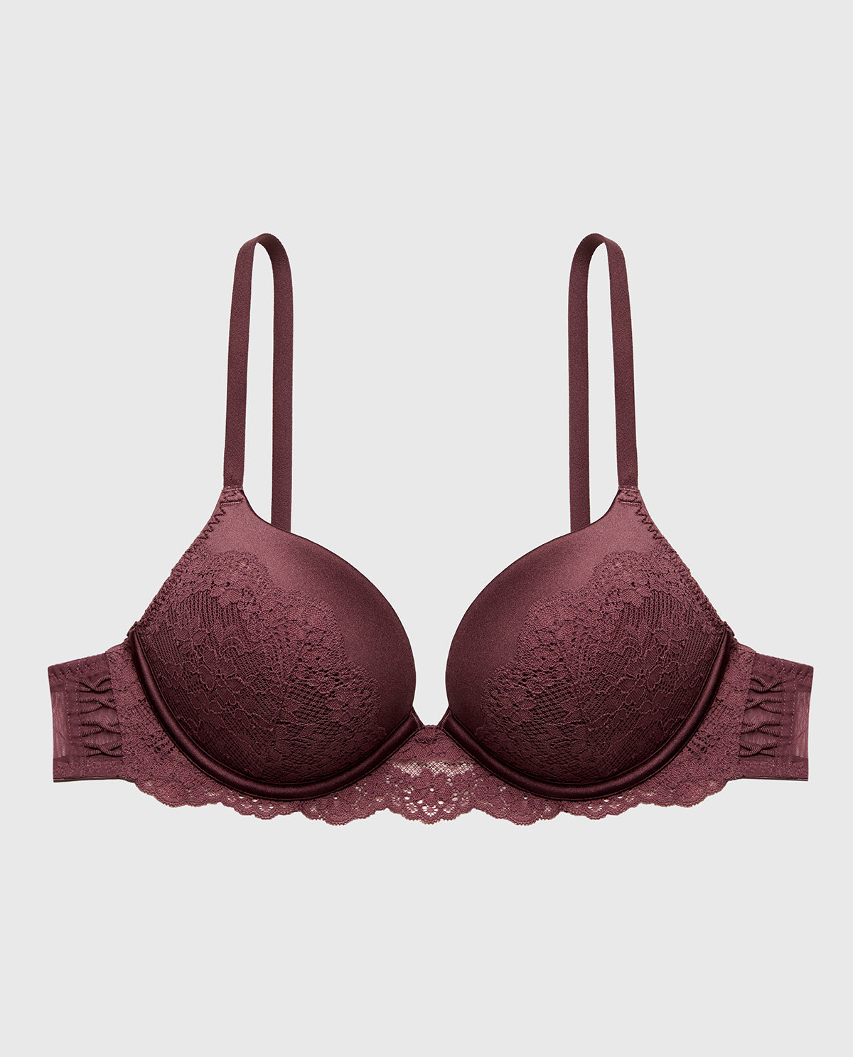 La Senza Up 2 Cup Plunge Bra with Timeless Lace Up Detail in Plum Wine