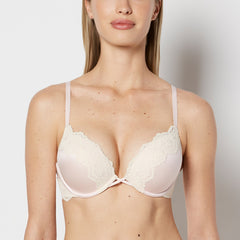 La Senza Up 2 Cup Plunge Bra with Timeless Lace Trim in Crystal Pink
