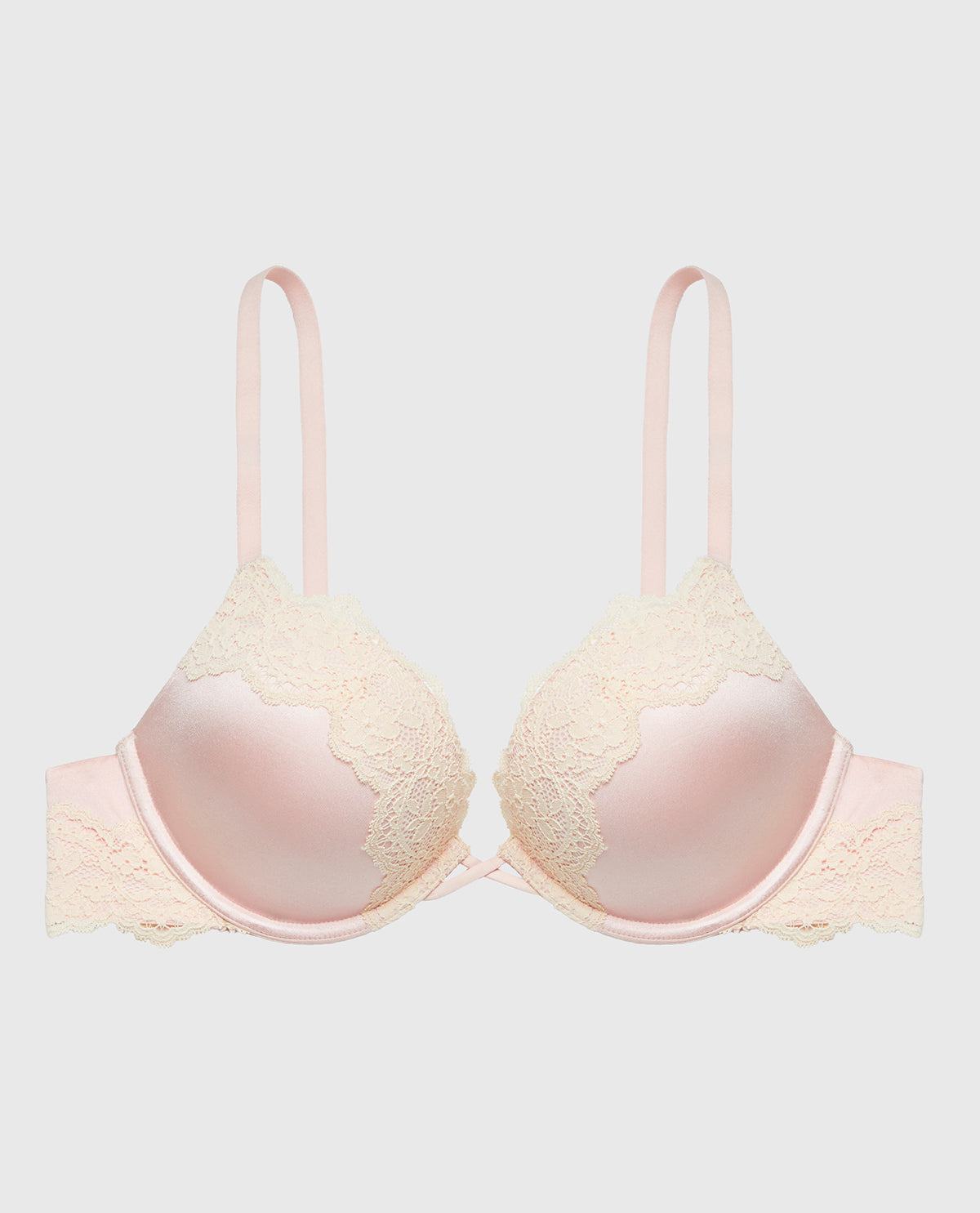 La Senza Up 2 Cup Plunge Bra with Timeless Lace Trim in Crystal Pink