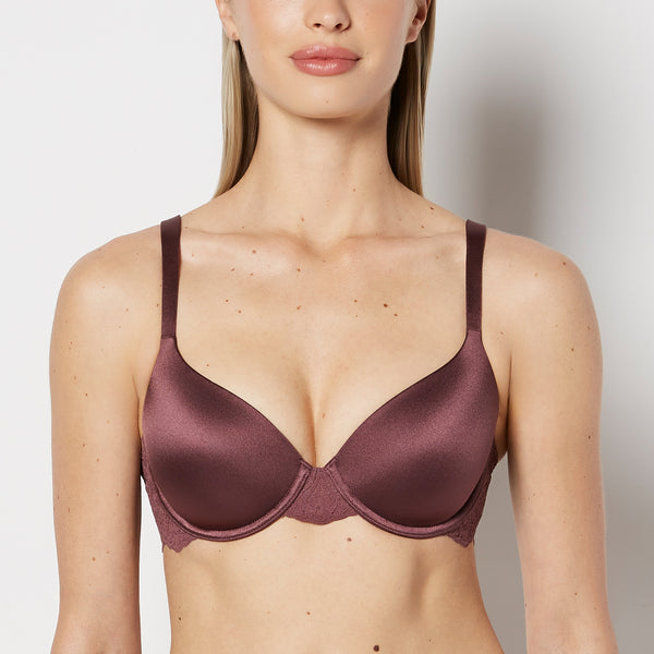 La Senza Lightly Lined Full Coverage Bra with Timeless Lace Wing in Plum Wine