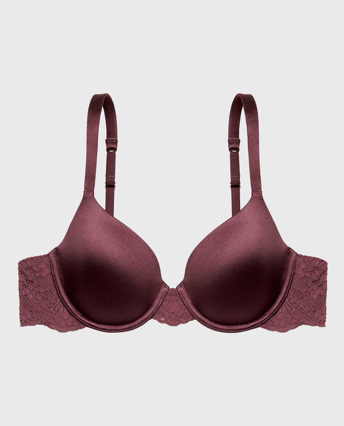 La Senza Lightly Lined Full Coverage Bra with Timeless Lace Wing in Plum Wine