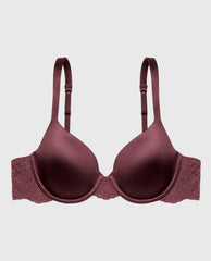 La Senza Lightly Lined Full Coverage Bra with Timeless Lace Wing in Plum Wine