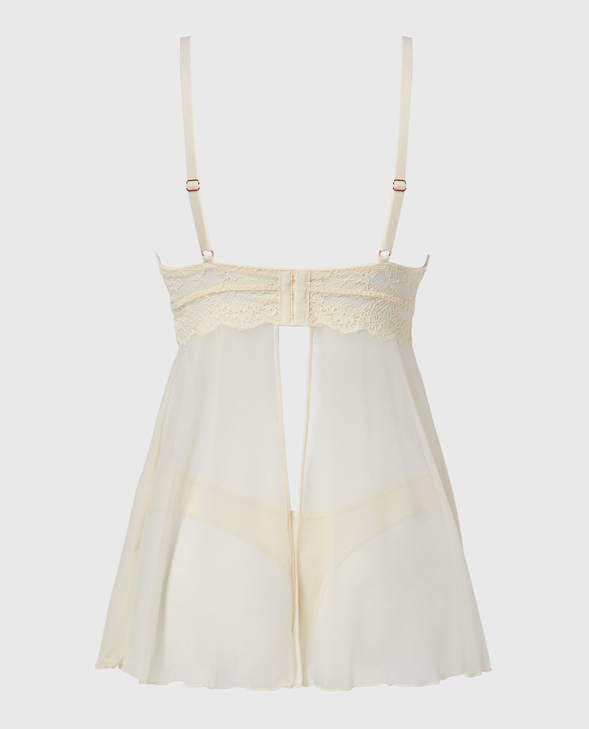 La Senza Push Up Babydoll in Timeless Lace with Mesh in Pearled Ivory