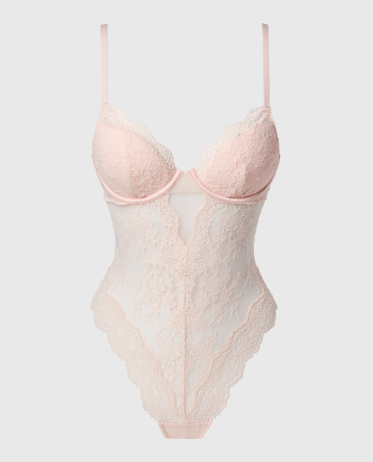 La Senza Lightly Lined Bodysuit with Timeless Lace in Crystal Pink