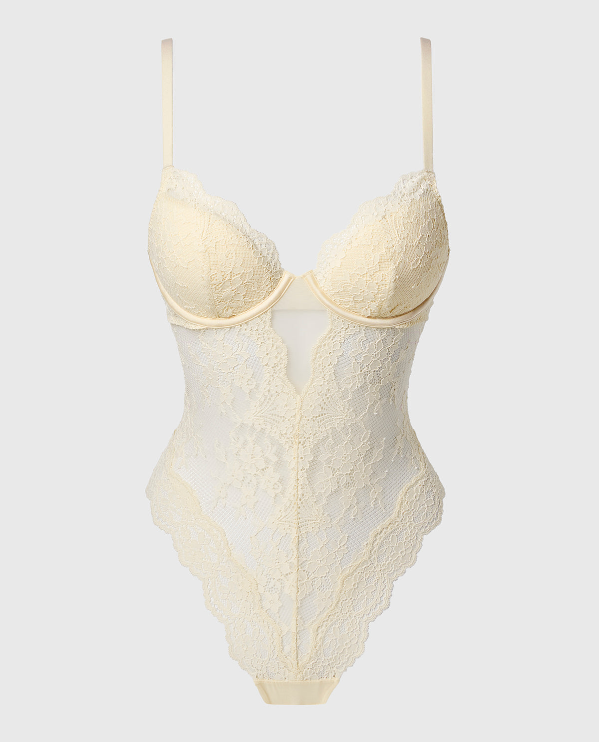 La Senza Lightly Lined Bodysuit with Timeless Lace in Pearled Ivory
