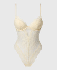 La Senza Lightly Lined Bodysuit with Timeless Lace in Pearled Ivory