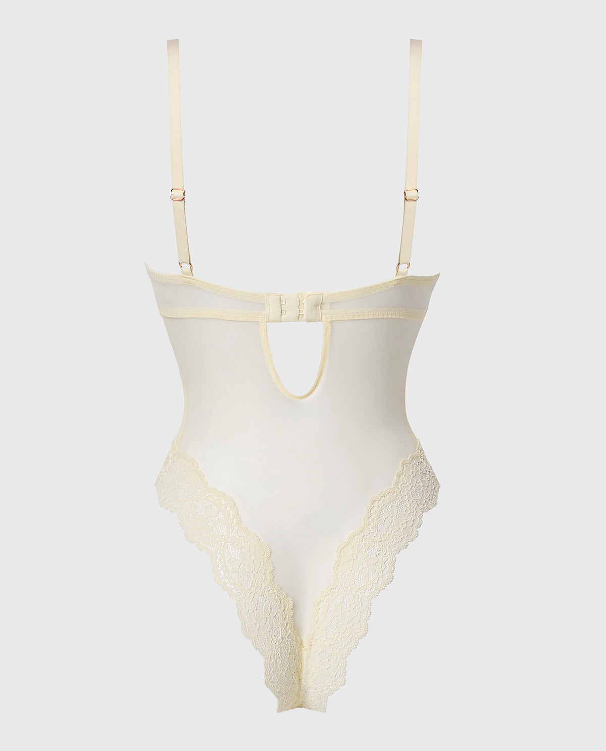 La Senza Lightly Lined Bodysuit with Timeless Lace in Pearled Ivory