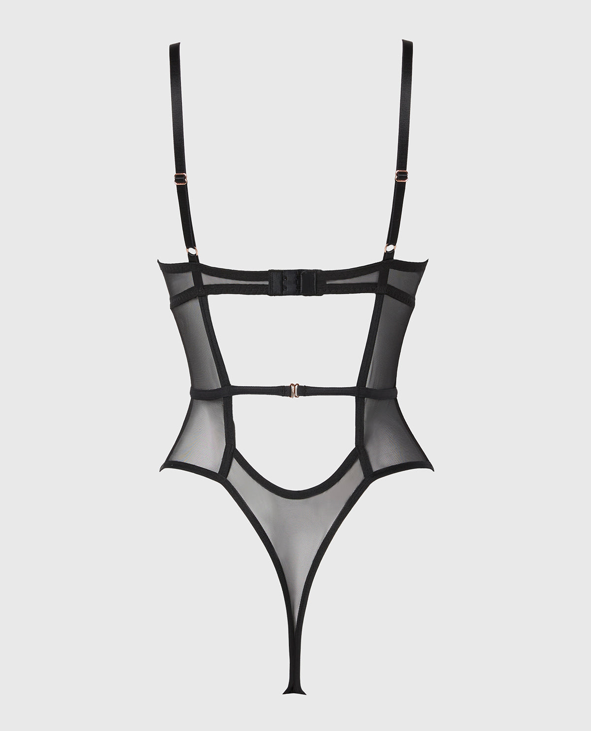 La Senza Push Up Bodysuit in Timeless Lace with Mesh in Tuxedo Black
