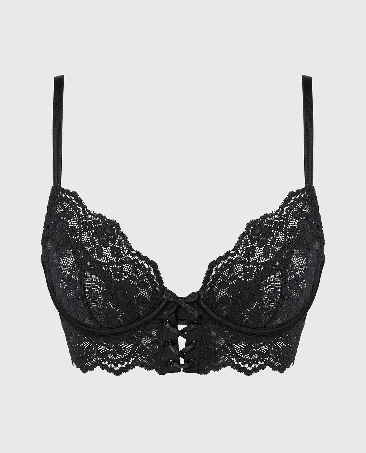 La Senza Designer Collection Unlined Demi Bra in Timeless Lace in Tuxedo Black