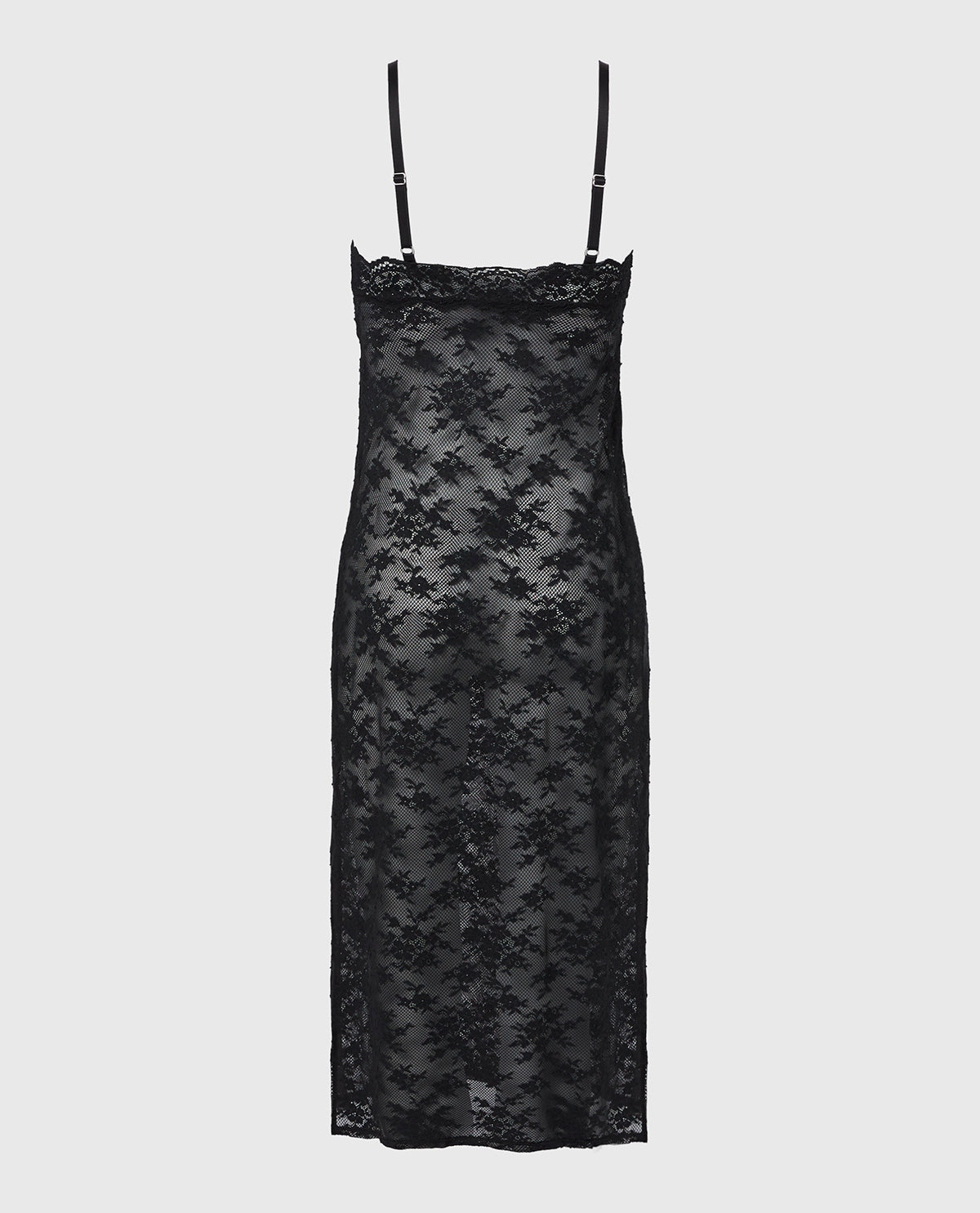 La Senza Designer Collection Midi Length Slip in Timeless Lace in Tuxedo Black