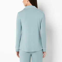 La Senza Casual Sleep Long Sleeve Button Down Top in Lead