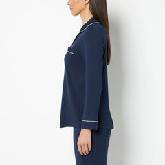 La Senza Casual Sleep Long Sleeve Button Down Top in Navy Blazer
