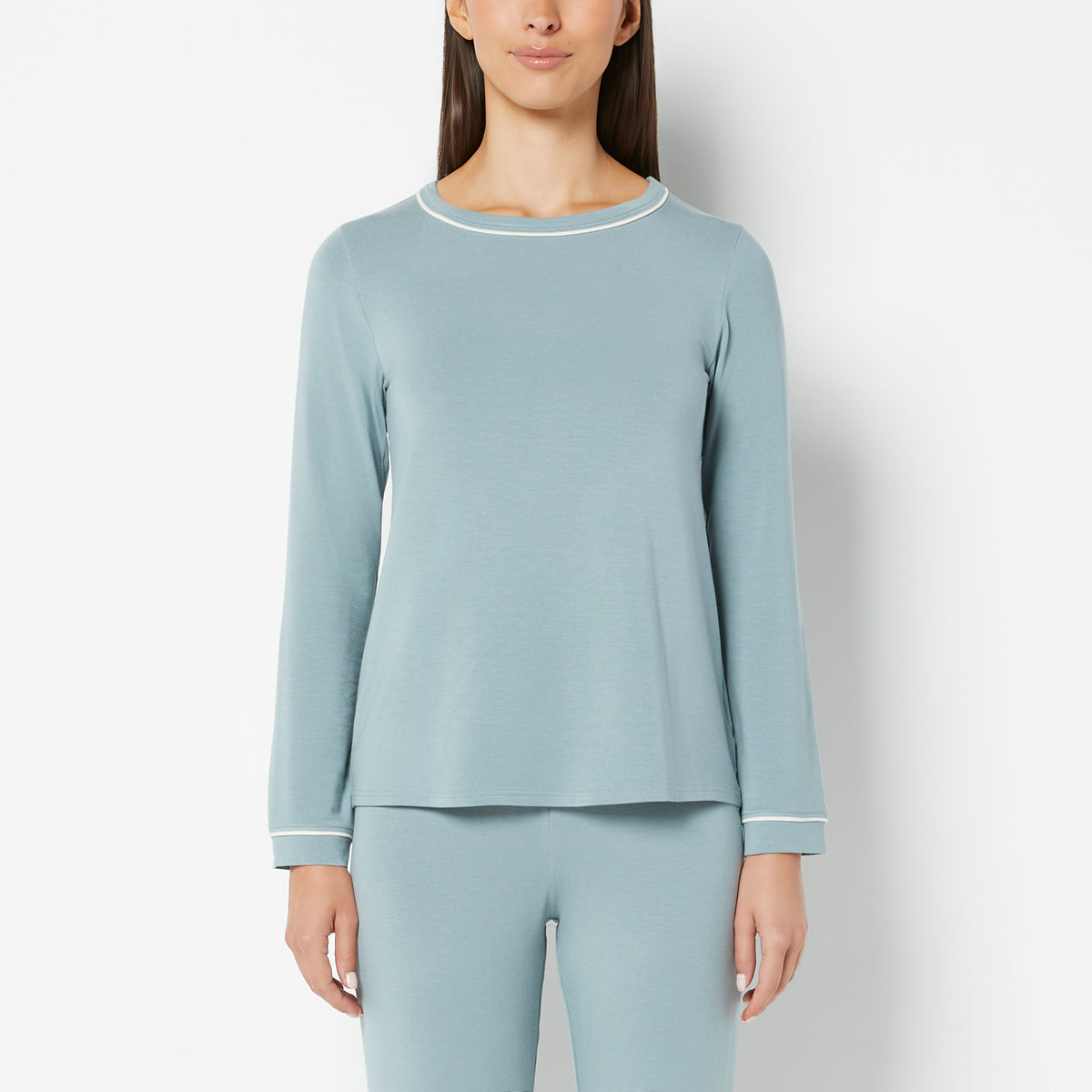 La Senza Casual Sleep Long Sleeve Scoop Neck Top in Lead