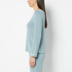 La Senza Casual Sleep Long Sleeve Scoop Neck Top in Lead