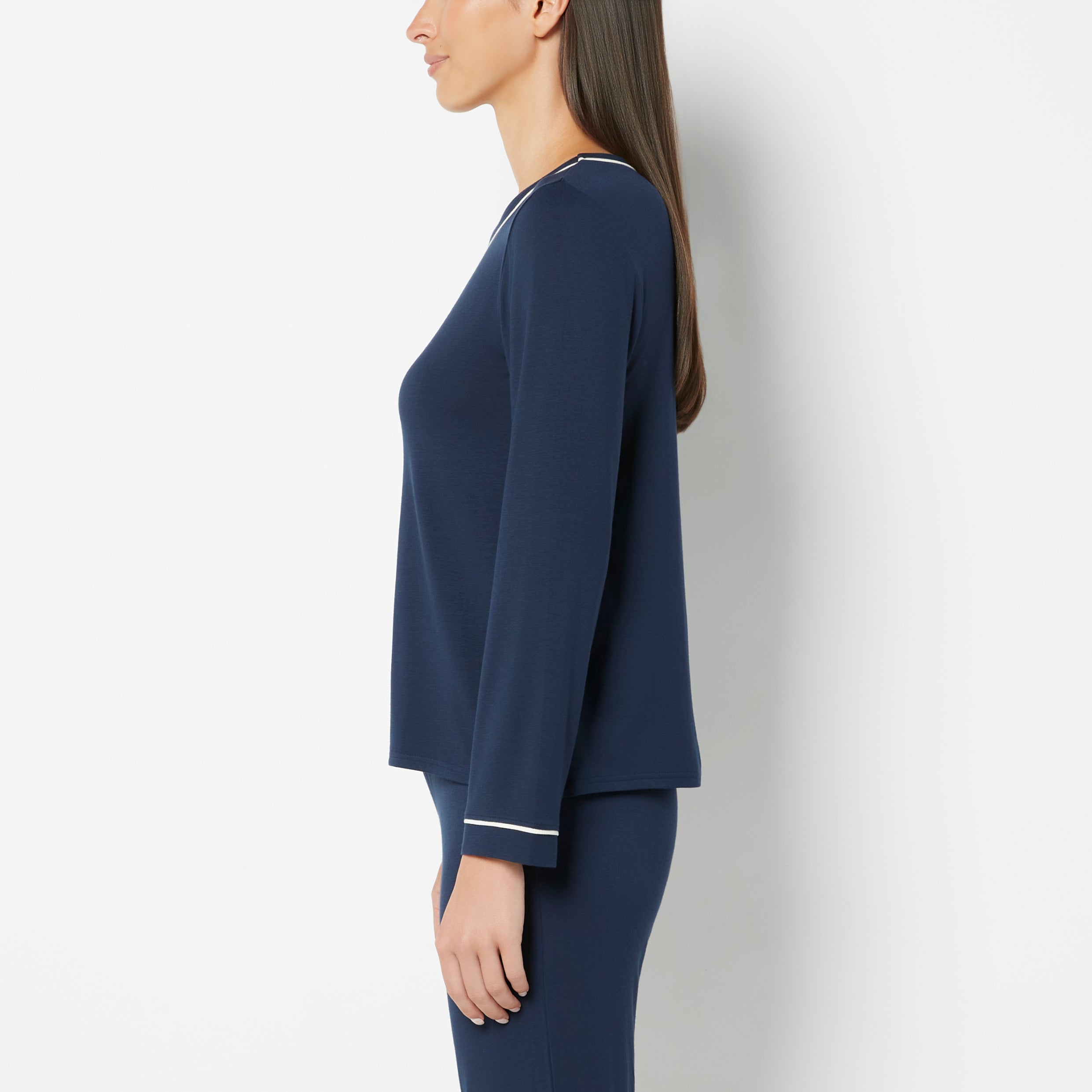 La Senza Casual Sleep Long Sleeve Scoop Neck Top in Navy Blazer