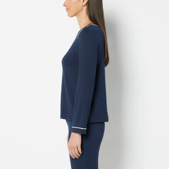 La Senza Casual Sleep Long Sleeve Scoop Neck Top in Navy Blazer