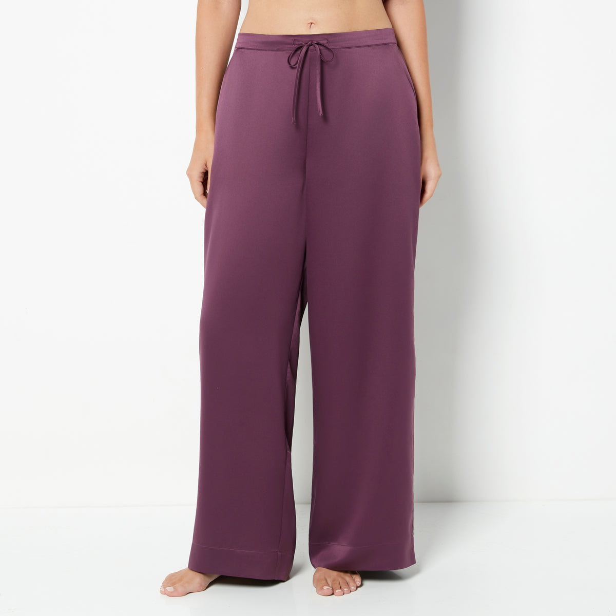 La Senza Casual Sleep Hammered Satin Pant in Blackberry Wine