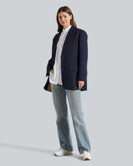 Gant Oversized Fit Wool Blazer – Relaxed Cut, Structured Wool Evening Blue / 36